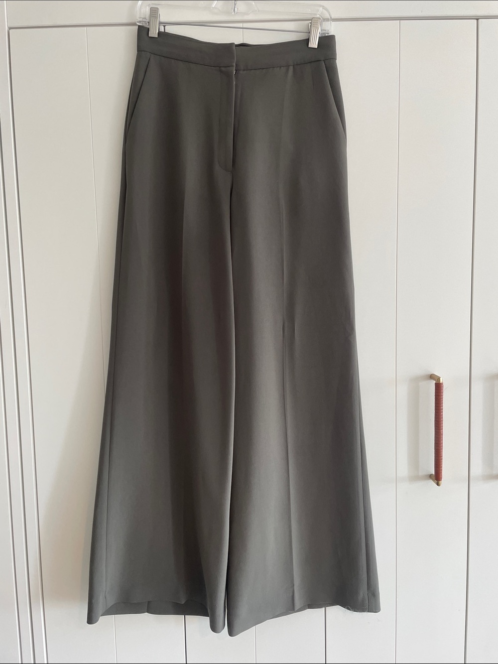 Aritzia Wide-Leg Trousers in Olive Green